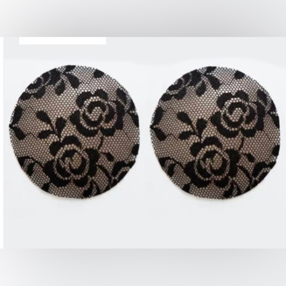 Black Lace Silicone Reusable Invisible Self-Adhesive Nipple Covers